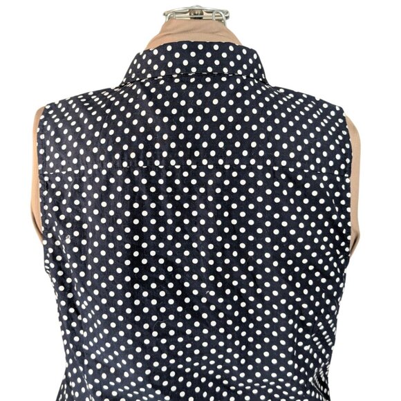 Tommy Hilfiger Large Blue & While Polka Dot Sleeveless Button Blouse - Picture 4 of 7